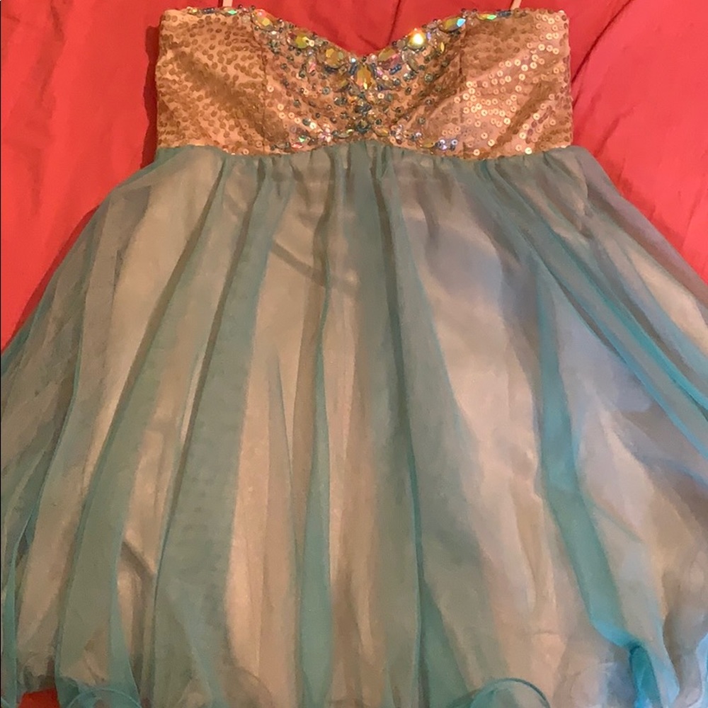 Blue and gold formal dress